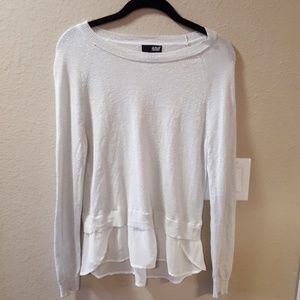 a.n.a. Sweater with sheer white blouse underlay